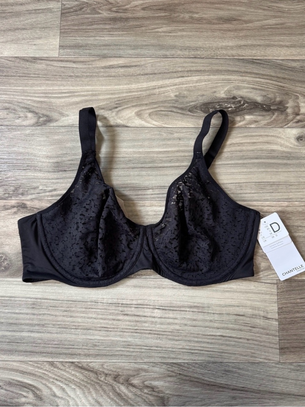 NWT Chantelle Norah Comfort Underwire Bra Black Lace Size 38D